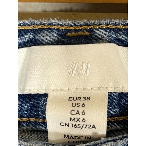 H&M Denim Wide Leg Jeans Blue 6 Unicorn Sequin Western Festival Concert Fairy - Picture 4 of 11